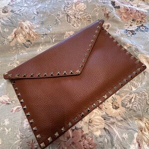 Valentino Garavani Cognac Studded Clutch